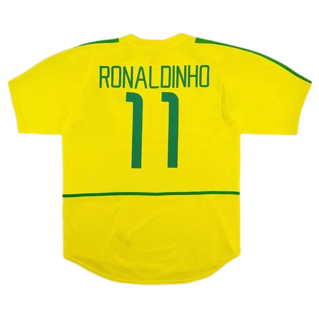 Retro Brazil Shirt Home World Cup 2002 Ronaldinho #11