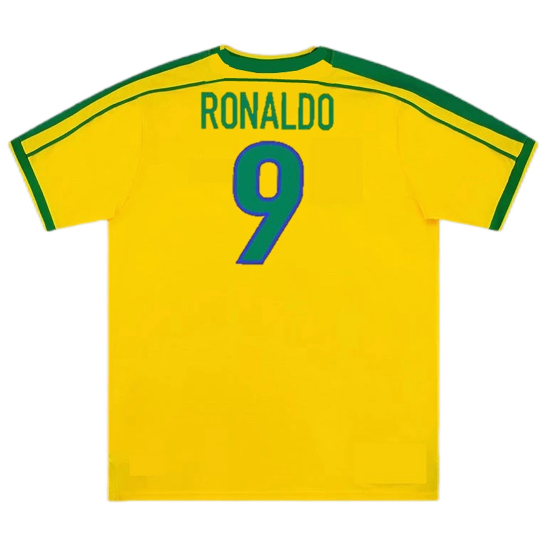 Retro Brazil Shirt Home World Cup 1998 Ronaldo #9
