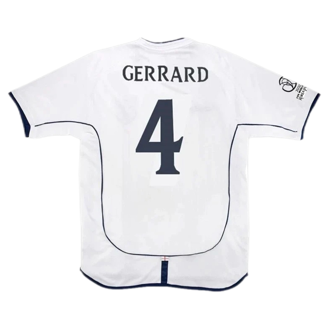 Retro England Shirt Home Replica World Cup 2002 Gerrard #4