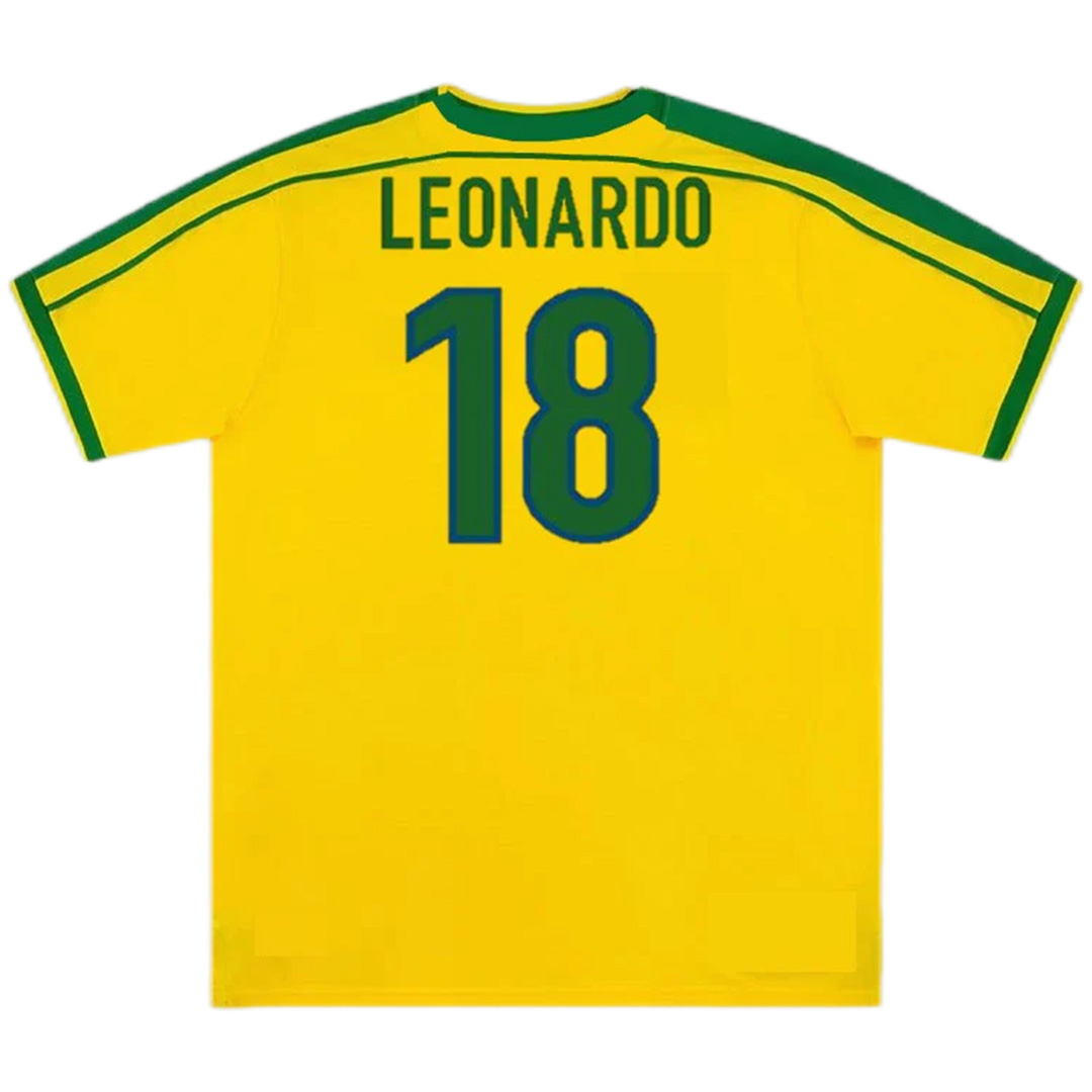 Retro Brazil Shirt Home World Cup 1998 LEONARDO #18