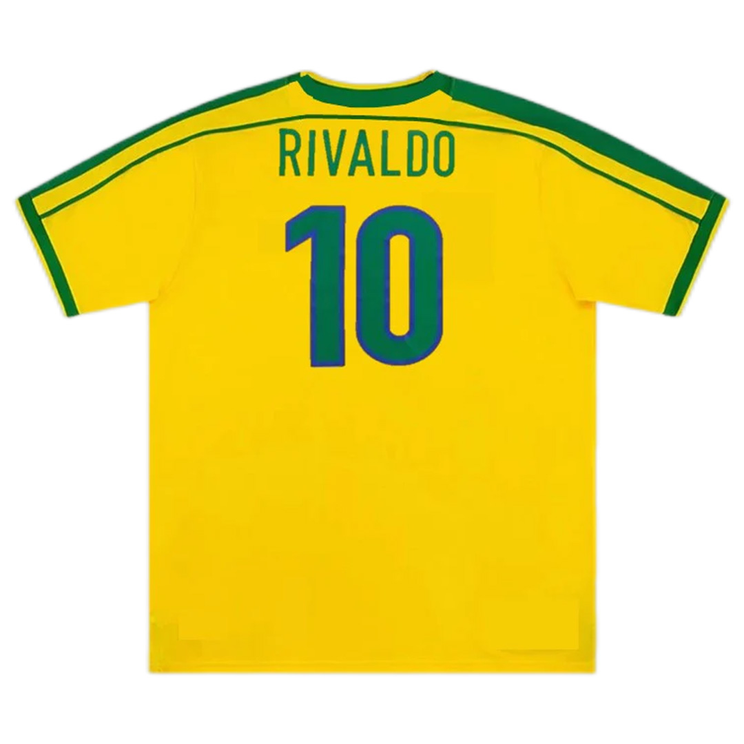 Retro Brazil Shirt Home World Cup 1998 RIVALDO #10