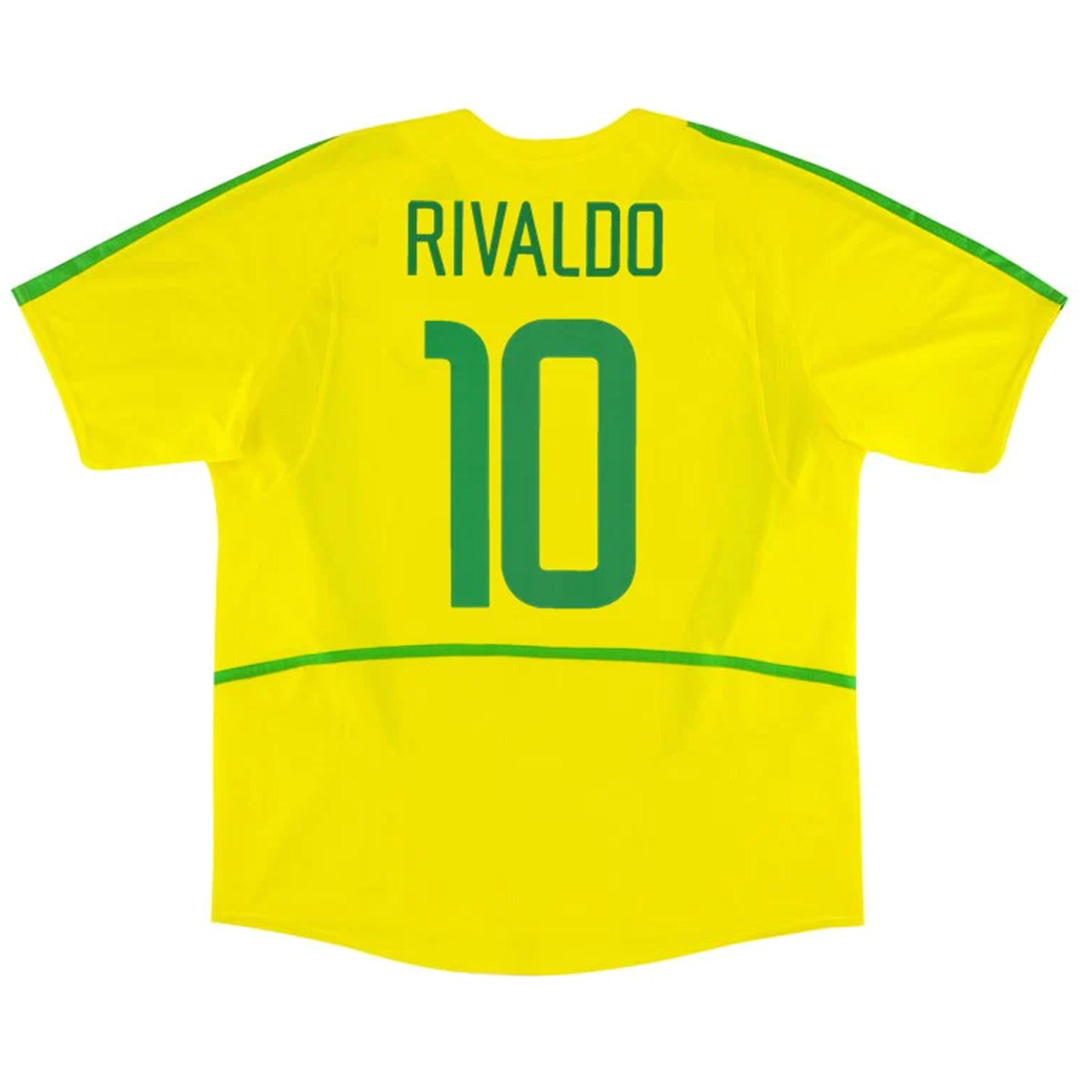 Retro Brazil Shirt Home World Cup 2002 RIVALDO #10