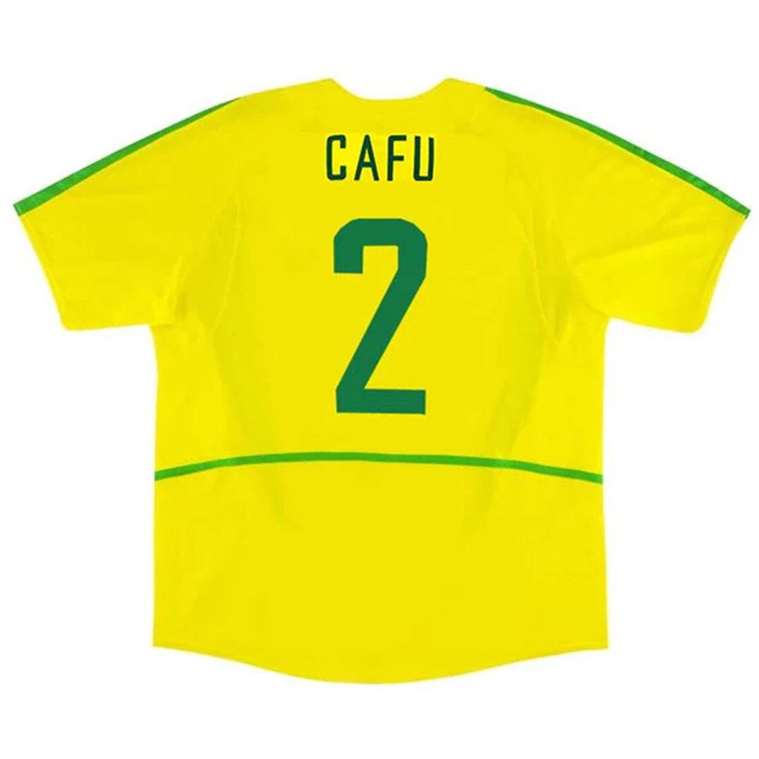 Retro Brazil Shirt Home World Cup 2002 CAFU #2