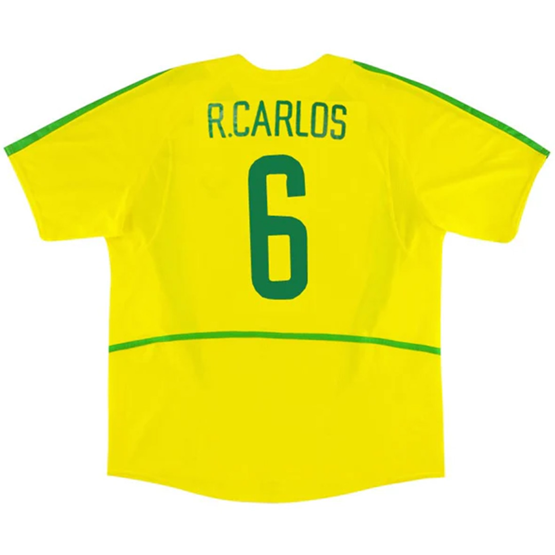 Retro Brazil Shirt Home World Cup 2002 R.CARLOS #6