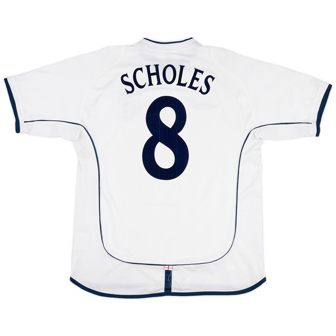 Retro England Shirt Home World Cup 2002 SCHOLES #8
